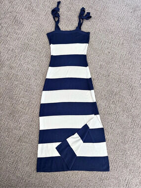 Striped Nautical Maxi Dress in Blue & White Stripe